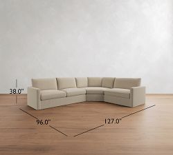 Westwood Slim Arm Slipcovered 3-Piece Wedge Sectional (125")