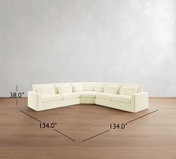 Westwood Square Arm Deep Seat Slipcovered 3-Piece L-Shaped Wedge Sectional (133")