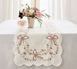 LoveShackFancy Embroidered Bow Table Runner