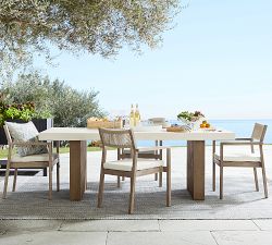Indio Coastal Mahogany &amp; Rope Stackable Outdoor Dining Side &amp; Armchair