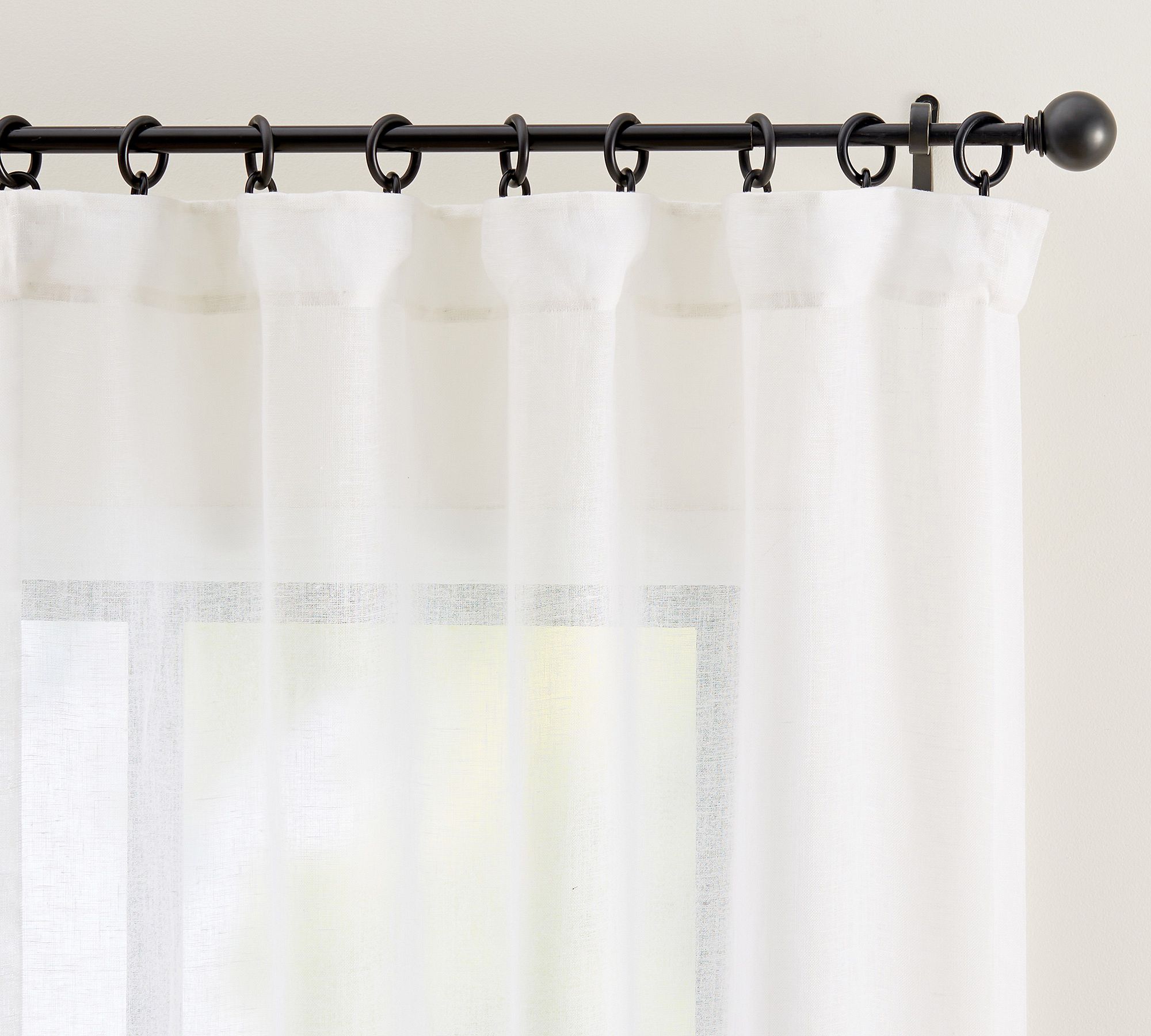 Custom Emery Linen Sheer Drape - White