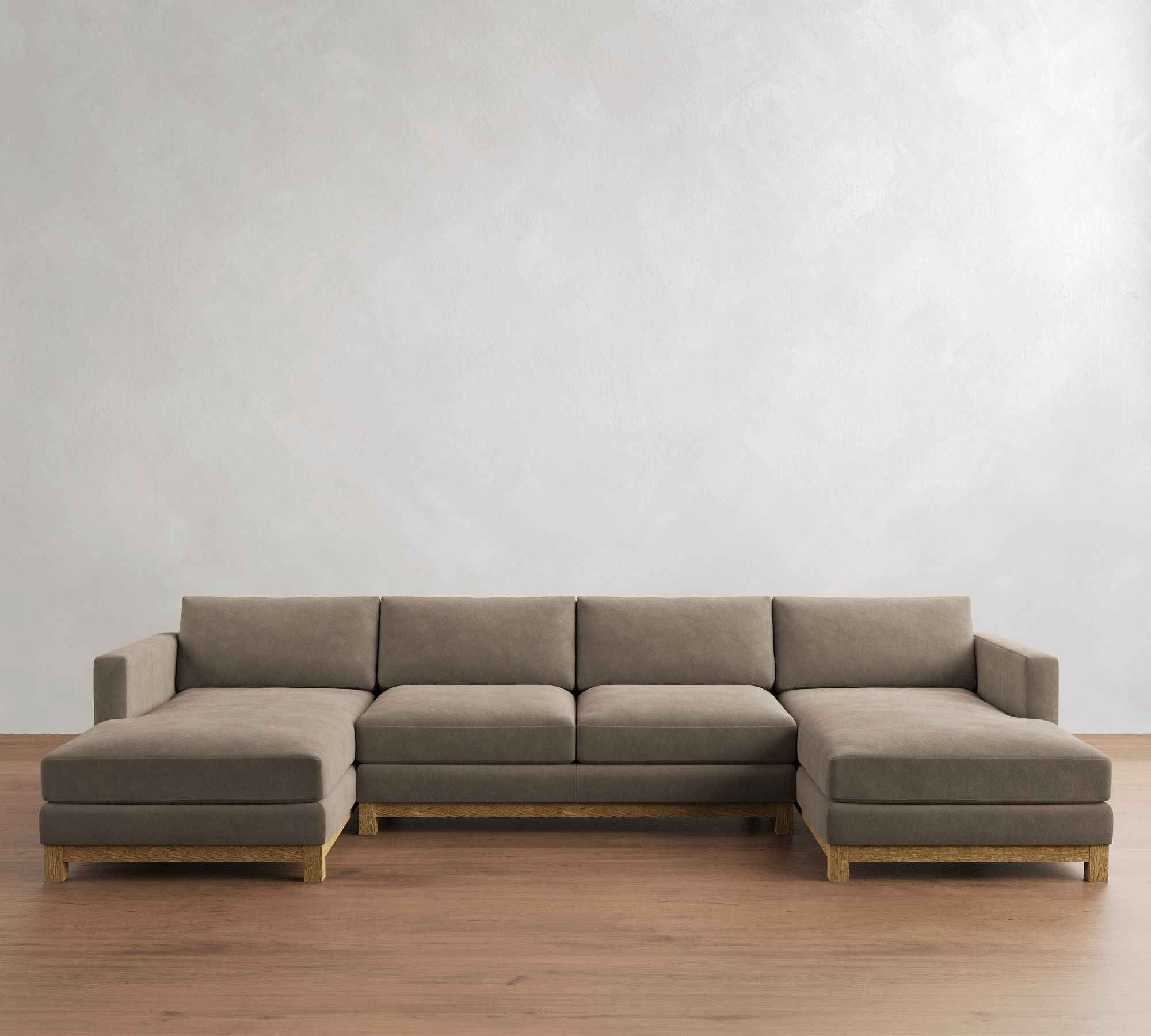Jake Leather Seadrift Wood Base Double Chaise Sectional (145"&ndash;164") - thumbnail 10