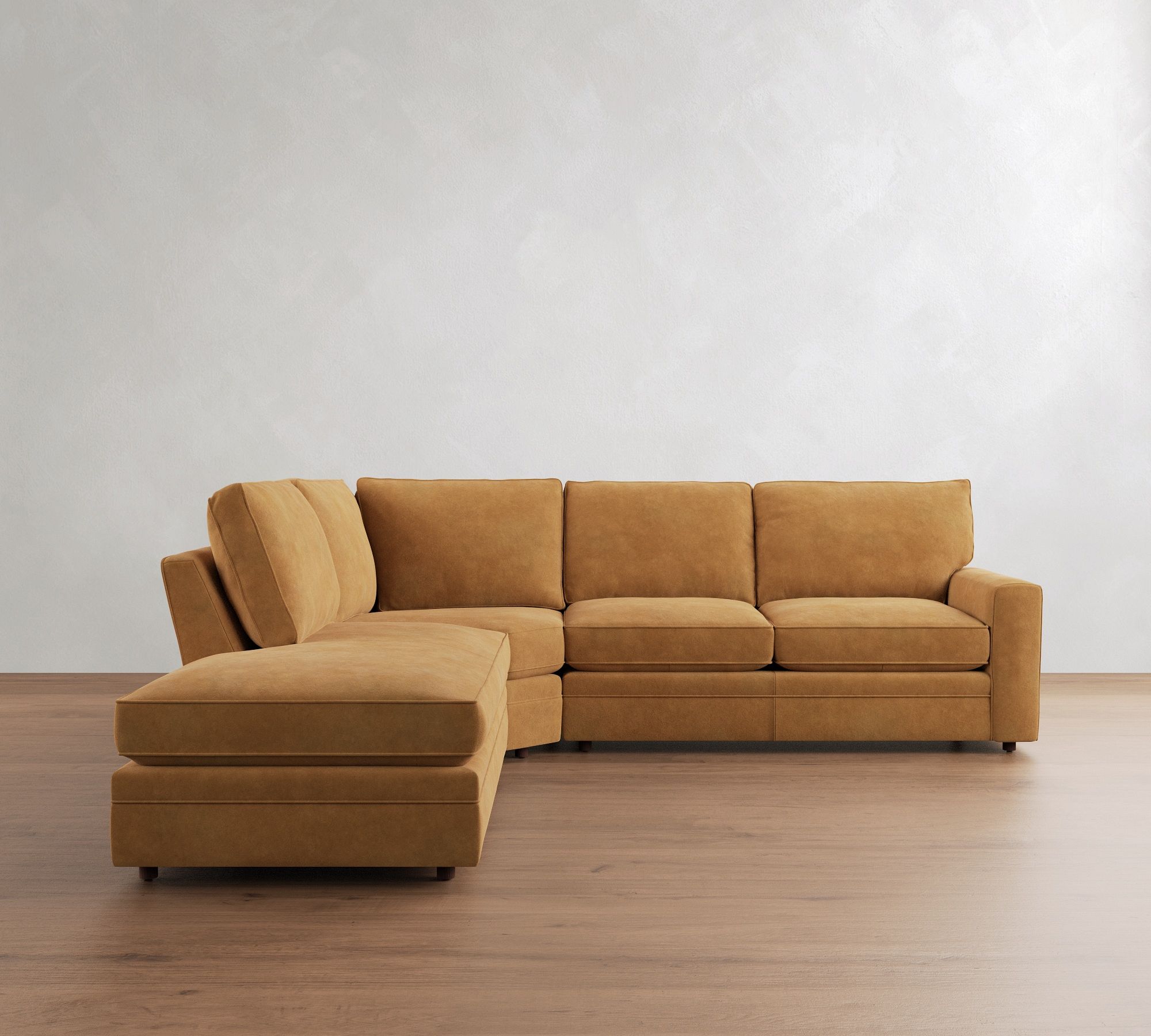 Pearce Square Arm Leather 3-Piece Bumper Sectional (120")