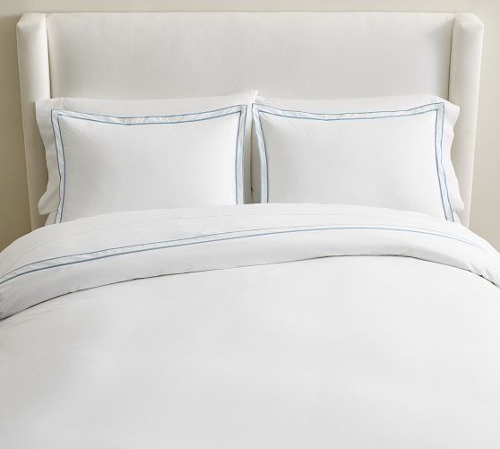 Double Embroidered Percale Duvet Cover by Pottery Barn