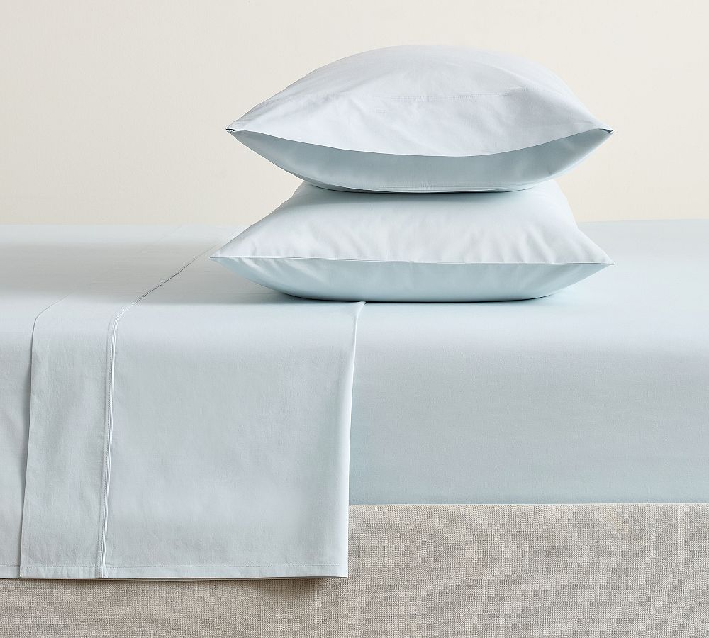400-Thread-Count Organic Percale Sheet Set - Sky Blue, King
