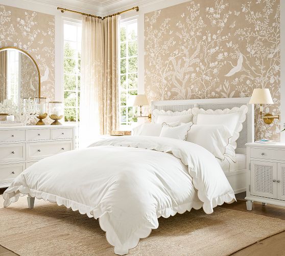 Scalloped Embroidered Percale Duvet Cover by Pottery Barn