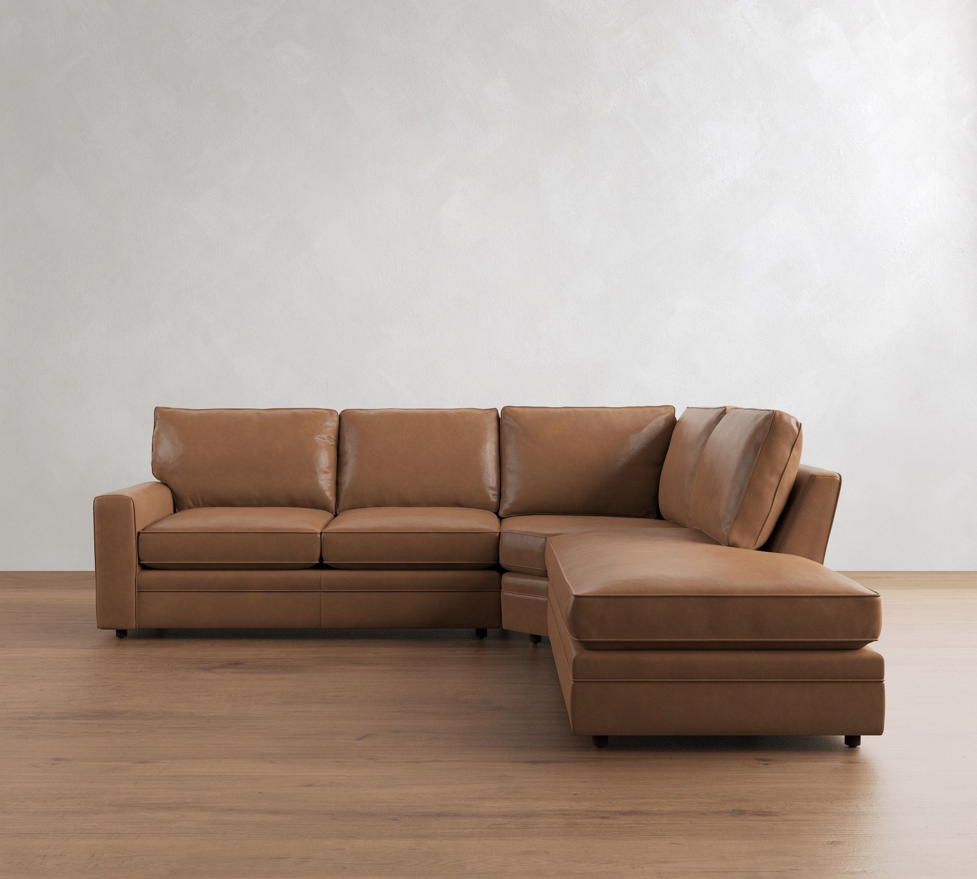 Pearce Square Arm Leather 3-Piece Bumper Sectional (120") - thumbnail 4
