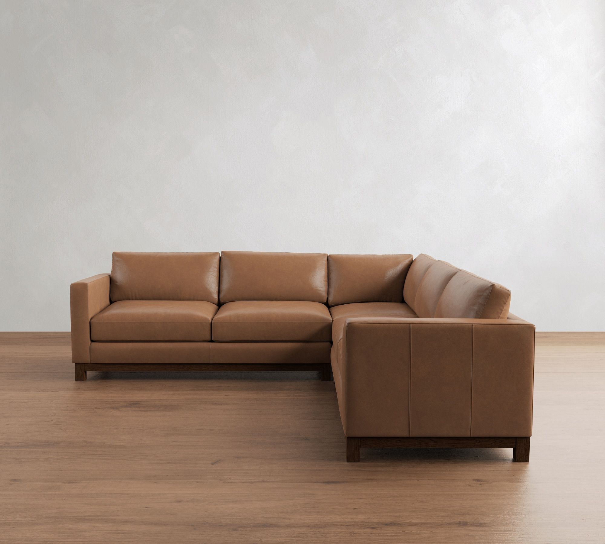 Jake Leather Brindle Wood Base 3-Piece L-Shaped Sectional (108"-111")
