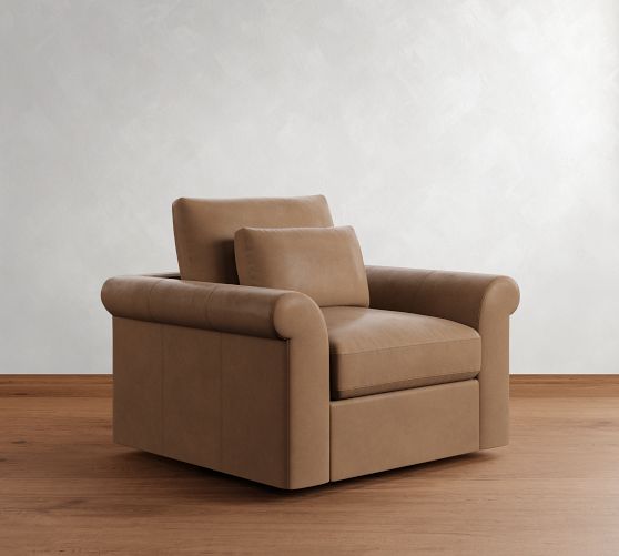 Westwood Roll Arm Deep Seat Leather Swivel Chair by Pottery Barn