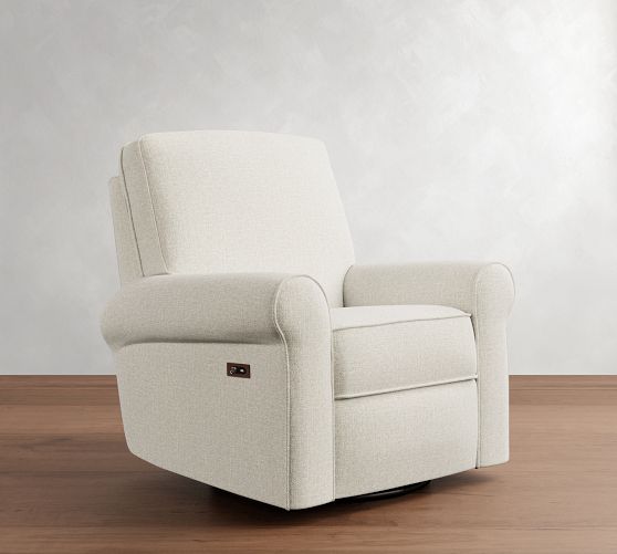 PB Comfort Roll Arm Swivel Glider Recliner by Pottery Barn