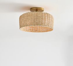 Bermuda Rattan Round Flush Mount (12"-24")
