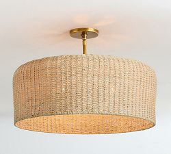 Bermuda Rattan Round Flush Mount (12"-24")