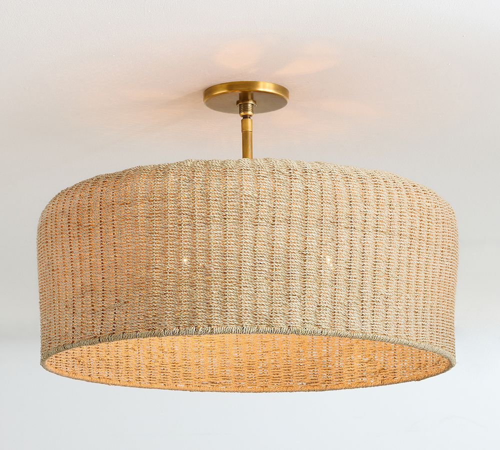 Bermuda Rattan Round Flush Mount (12"-24") | Pottery Barn