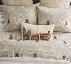 Gingerbread Train Embroidered Lumbar Pillow