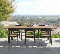 Santa Ana Eucalyptus Rectangular Extendable Outdoor Dining Table Set