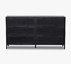 Open Box: Dolores 6-Drawer Cane Dresser - Black