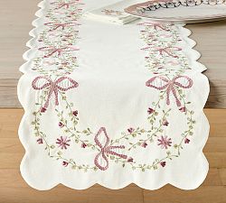 LoveShackFancy Embroidered Bow Table Runner