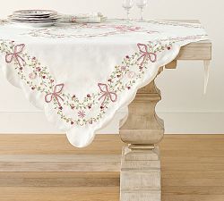 LoveShackFancy Embroidered Bow Tablethrow
