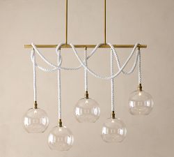 Marina Swing Rope Linear 5-Globe Chandelier (57")