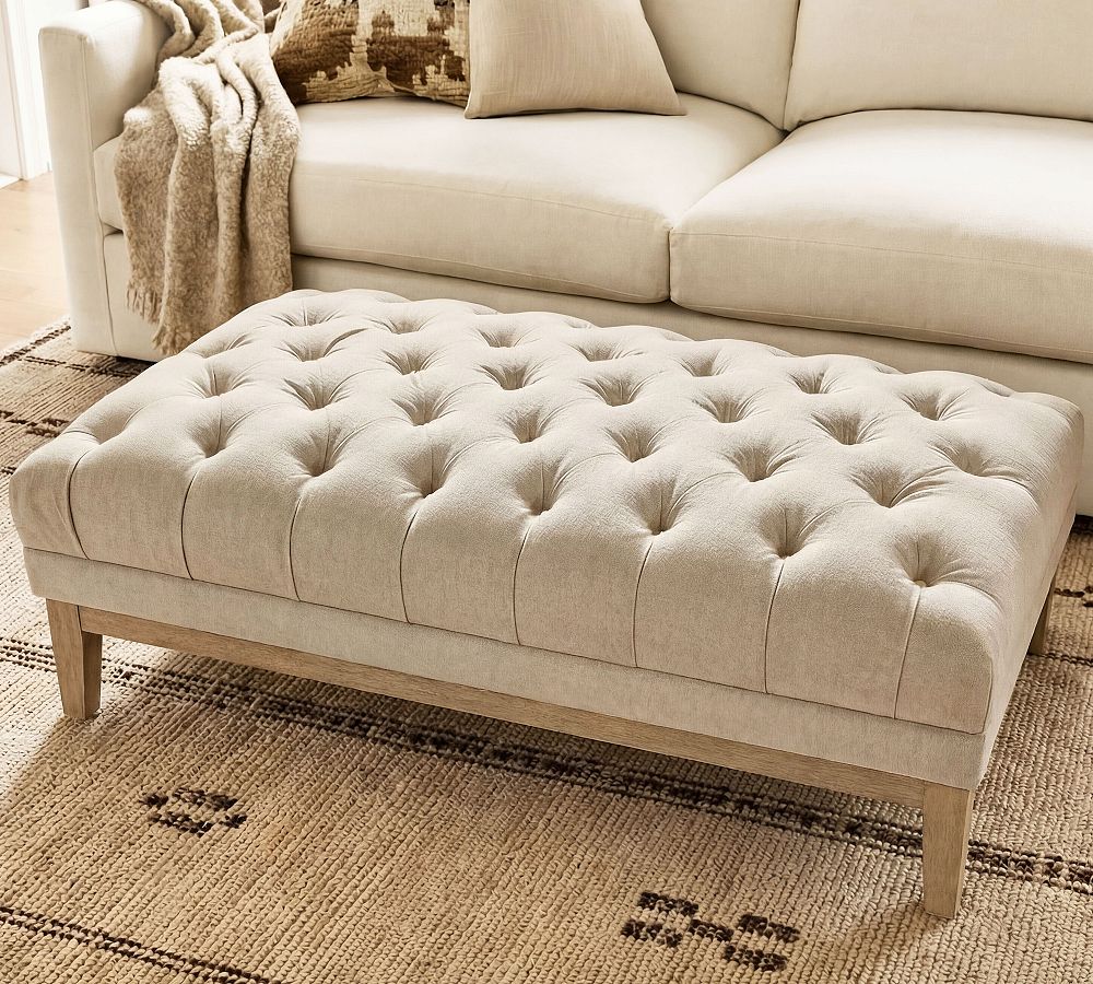 Edgewood Tufted Upholstered Ottoman by Pottery Barn