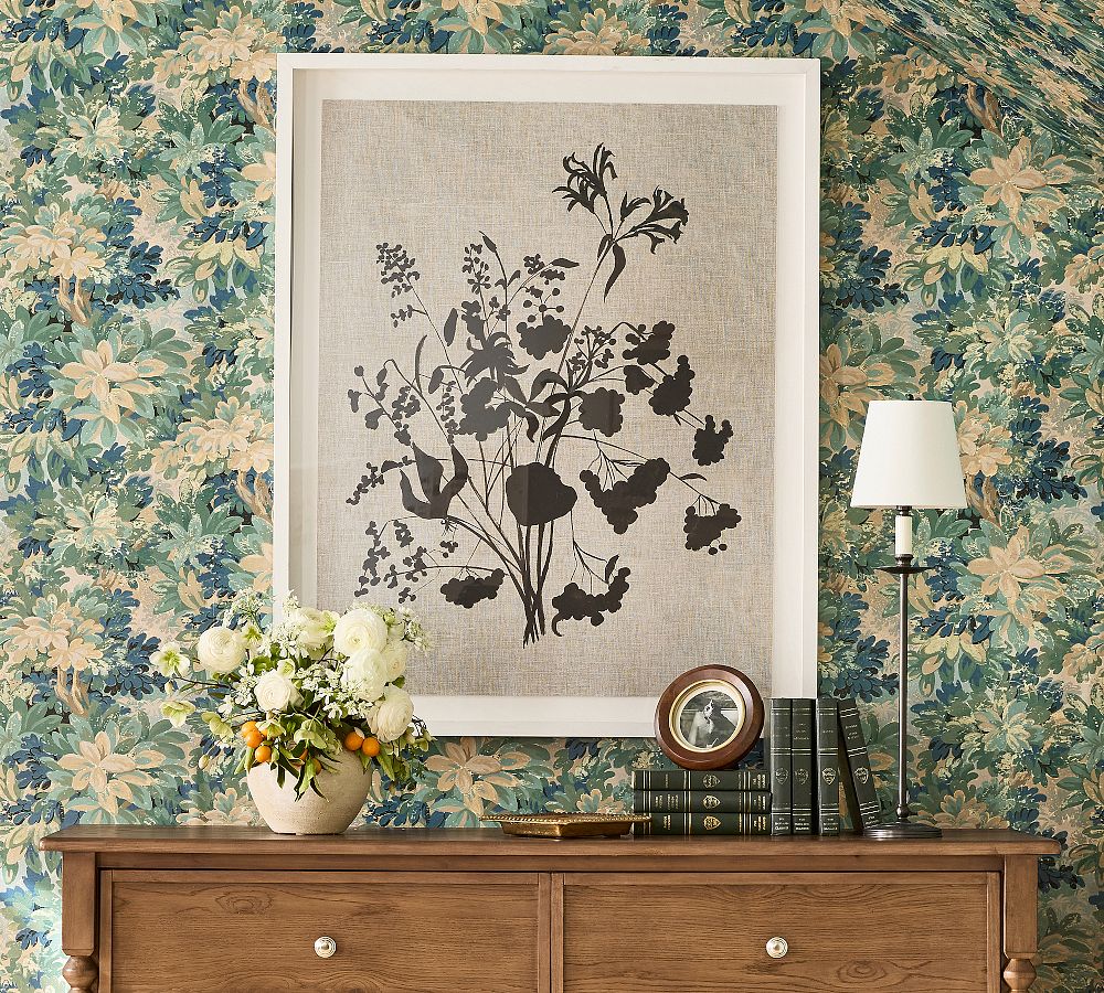 Floral Bouquet on Taupe Framed Print by Pottery Barn