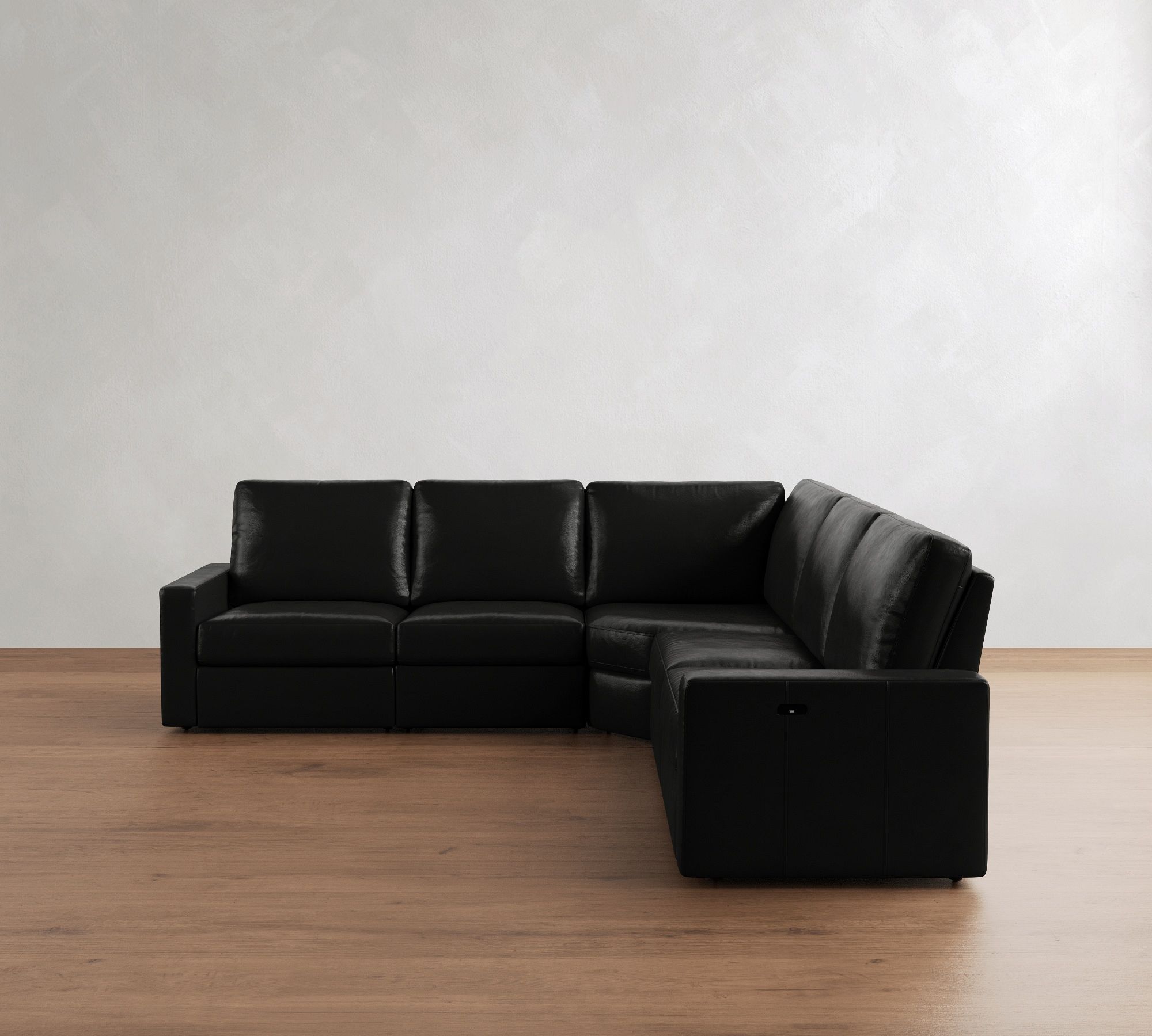 PB Comfort Modern Square Arm Leather Power Reclining L-Shaped Sectional (120")