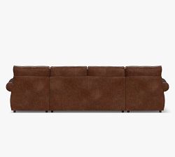 Pearce Roll Arm Leather U-Shaped Chaise Sectional (140")