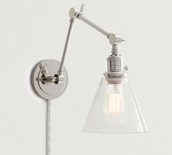 Flared Glass Plug-In Articulating Sconce (15'')