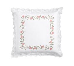 LoveShackFancy Pink Embroidered Rose Sham