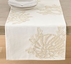 Sea Life Embroidered Cotton Table Runner