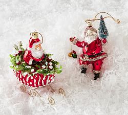 Mercury Glass Santa Ornaments