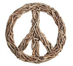 Driftwood Peace Sign Wall Art - 36"