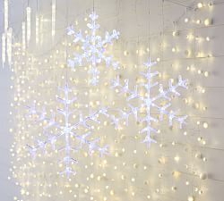 Lit Crystal Snowflakes - Set of 3