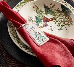 Gift Tag Ceramic Napkin Rings &amp; Place Card Holders - Set of 4