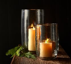 Hammered Glass Hurricane Candle Holder