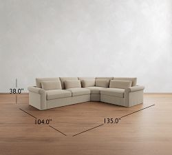 Westwood Roll Arm Deep Seat Slipcovered 3-Piece Wedge Sleeper Sectional (135")
