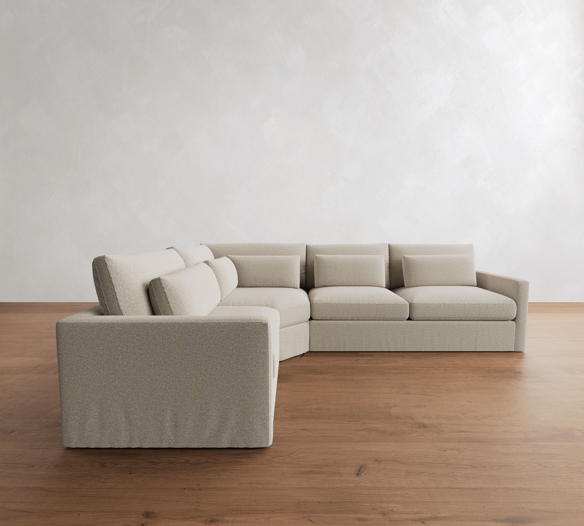 Westwood Slim Arm Deep Seat Slipcovered 3-Piece Wedge Sleeper Sectional (129")