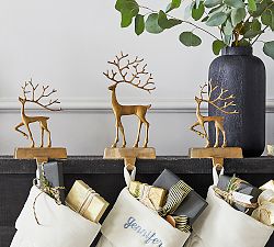 Brass Sculpted Reindeer Stocking Holders