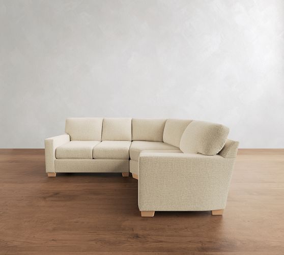 Buchanan Modern Square Arm 3-Piece Curved Wedge Sectional (98") by Pottery Barn