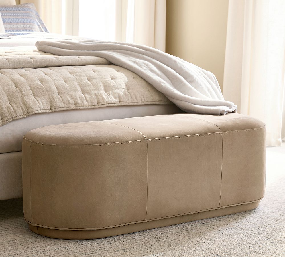 Jake Fully Leather Bench (32"-56") by Pottery Barn