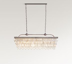 Pottery Barn ガラス/天井照明　① clarissa-rectangular-crystal-