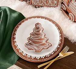 Gingerbread Tree Stoneware Appetizer Plates - Set of 4
