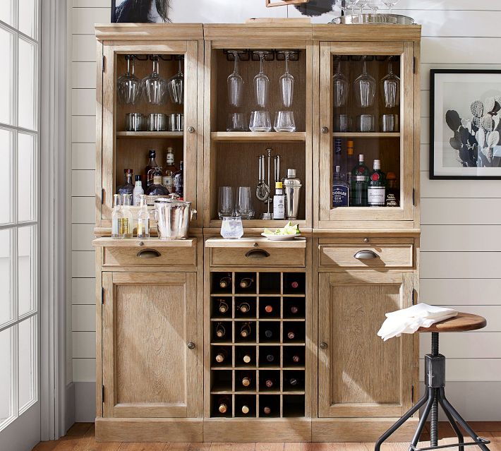 【値下げ】potterybarn(ポッタリーバーン)キャビネット Modular Bar System with Hutch | Bar Furniture | Pottery Barn
