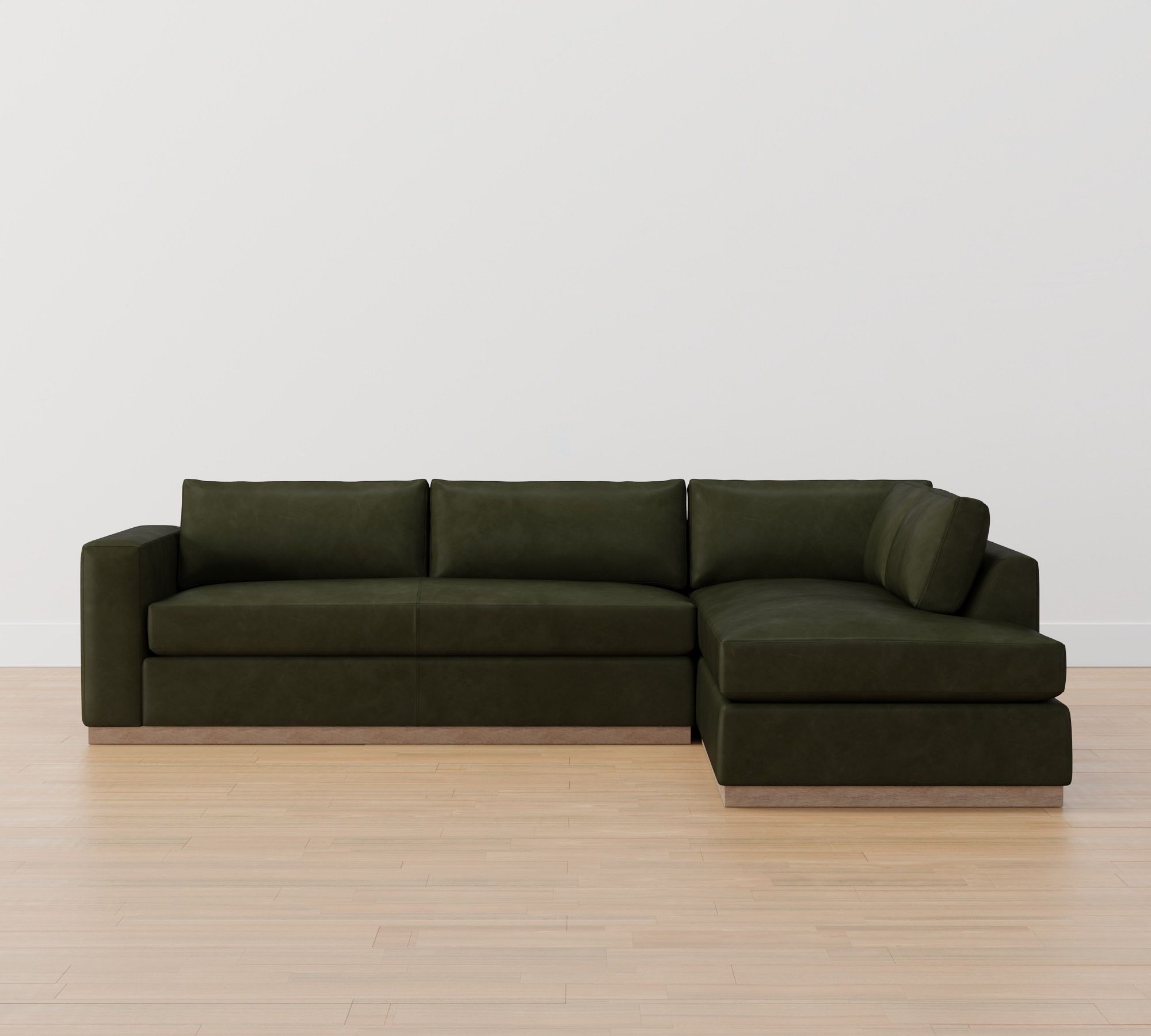 Carmel Wide Arm Leather Wood Base Return Bumper Sectional (113"&ndash;125") - thumbnail 7