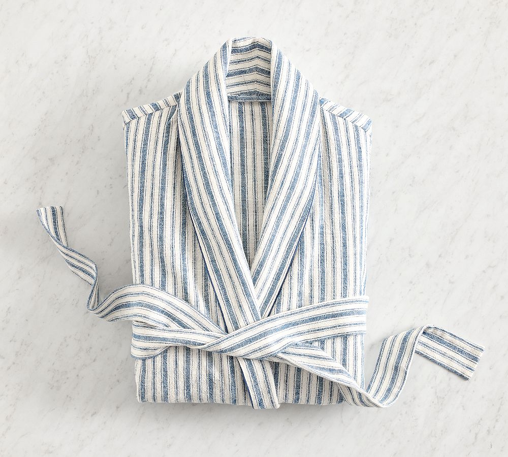 Mark D. Sikes Pixie Stripe Robe - Medium/Large, Blue