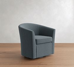 Open Box: Hyde Upholstered Swivel Armchair, Polyester Wrapped Cushions - Performance Casual Chenille Slate