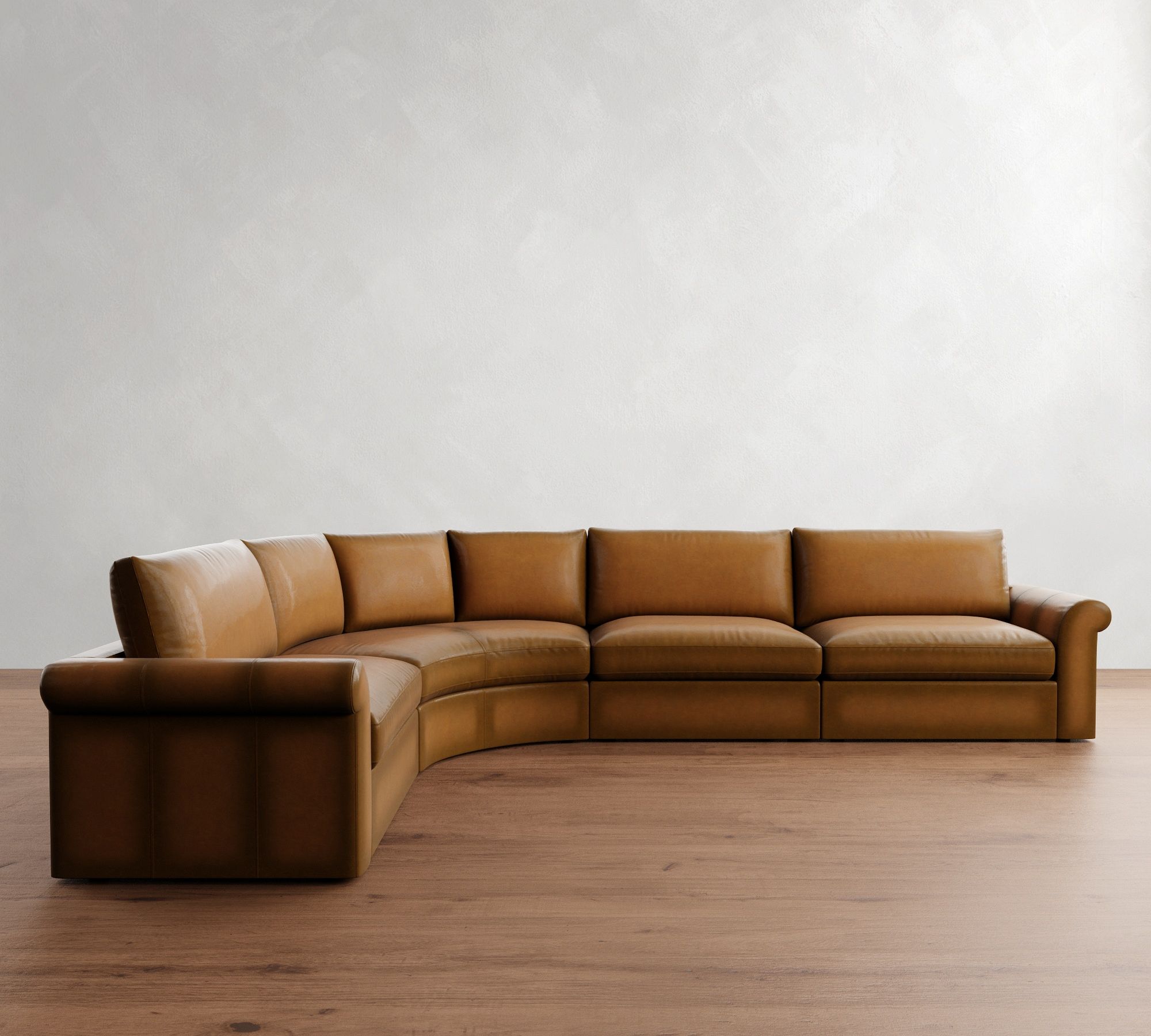 Westwood Roll Arm Leather 4-Piece Curved Wedge Sectional (151")