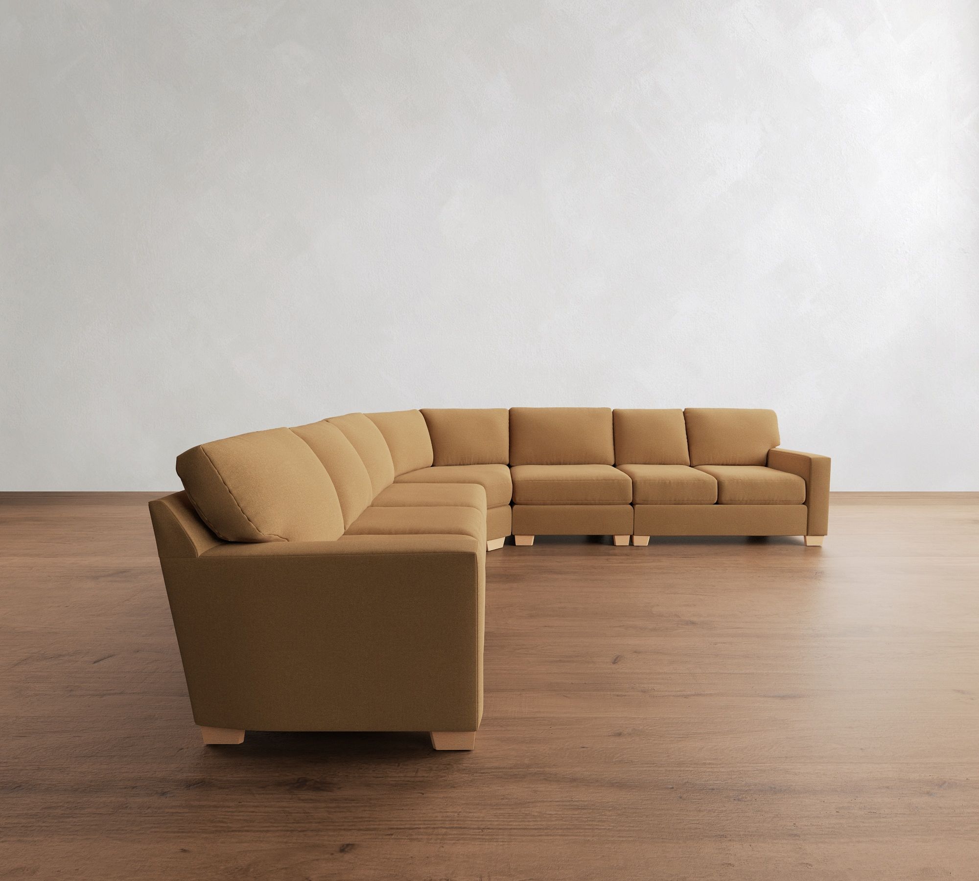 Buchanan Modern Square Arm 5-Piece Curved Wedge Sectional (148")
