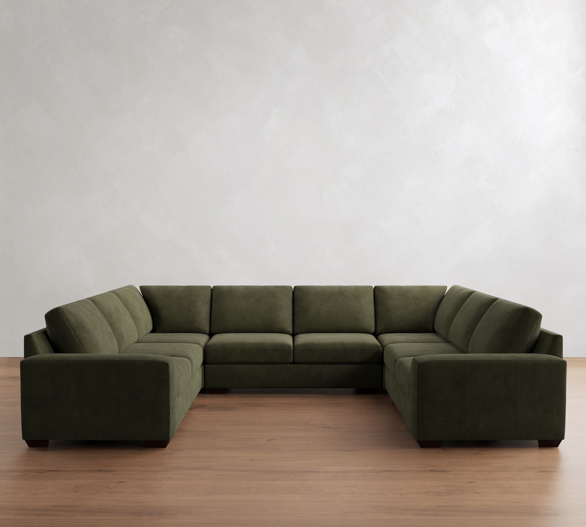Big Sur Square Arm Leather U-Shaped Sectional (147"&ndash;179)
