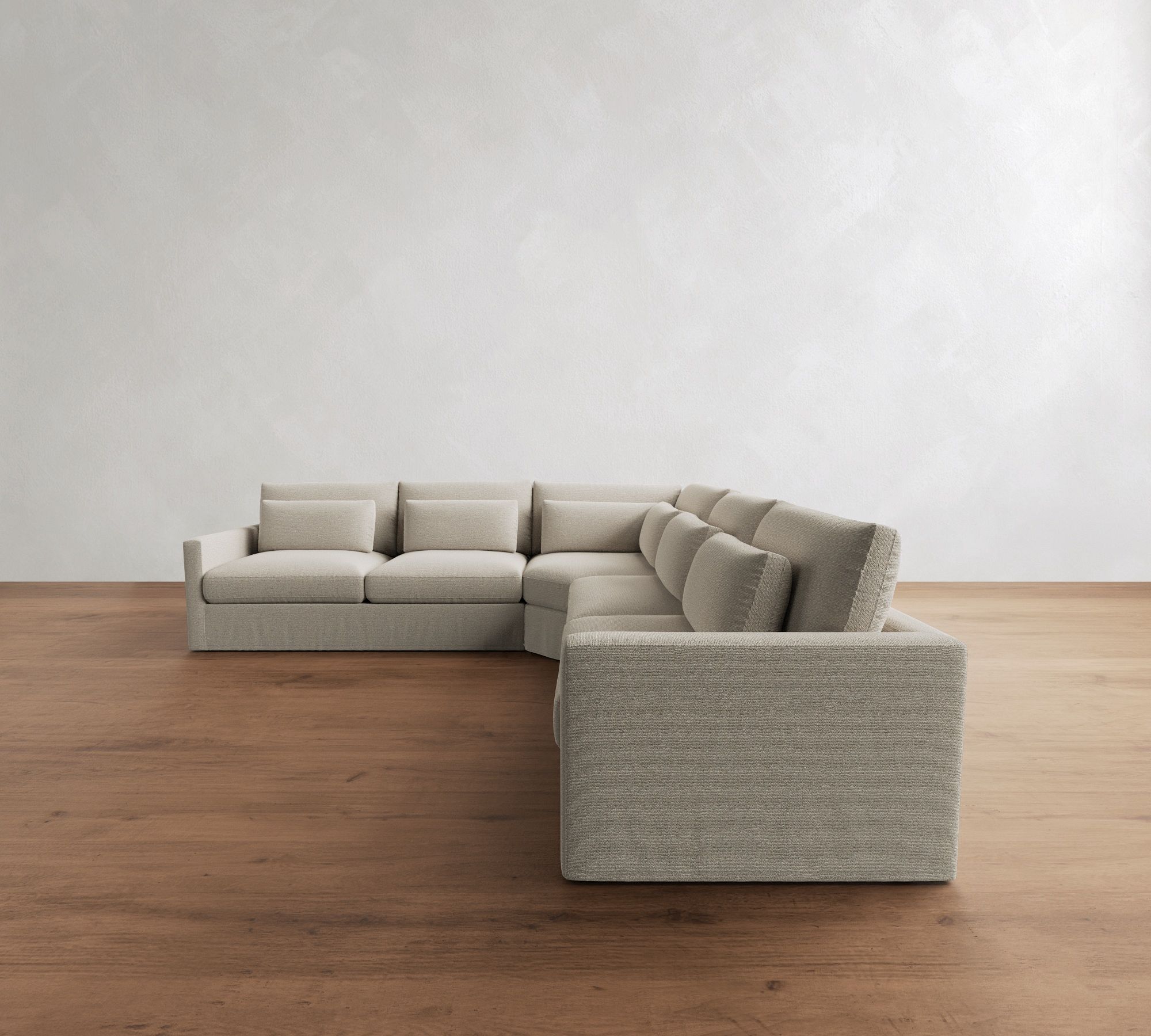 Westwood Slim Arm Deep Seat Slipcovered 3-Piece L-Shaped Wedge Sleeper Sectional (129")